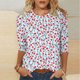 thumbnail image 4 of Tops de Verano 3/4 Mangas para Mujeres 2025 Impresa Camiseta Blusa Cuello Redondo Primavera Y Verano Top, 4 of 5