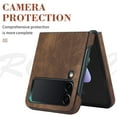 thumbnail image 6 of Allytech for Samsung Galaxy Z Flip 4 Ultra-Thin Folding Case, Premium PU Leather Anti-Drop Heavy Duty Full Body Protective Case for Samsung Z Flip 4 6.7" 5G 2022 Ladies Women Men, Brown, 6 of 8