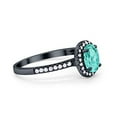 thumbnail image 2 of Halo Oval Engagement Ring Round Black Tone Paraiba Tourmaline CZ 925 Sterling Silver Size 7, 2 of 3