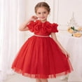 thumbnail image 5 of DAETIROS Girls Red Tulle Dress Christmas Birthday Party Ruffle Tutu Princess Gown with Beaded Waist Soft Flower Girl Formal for Wedding Holiday Sizes 4-12,Size 10-11T, 5 of 7