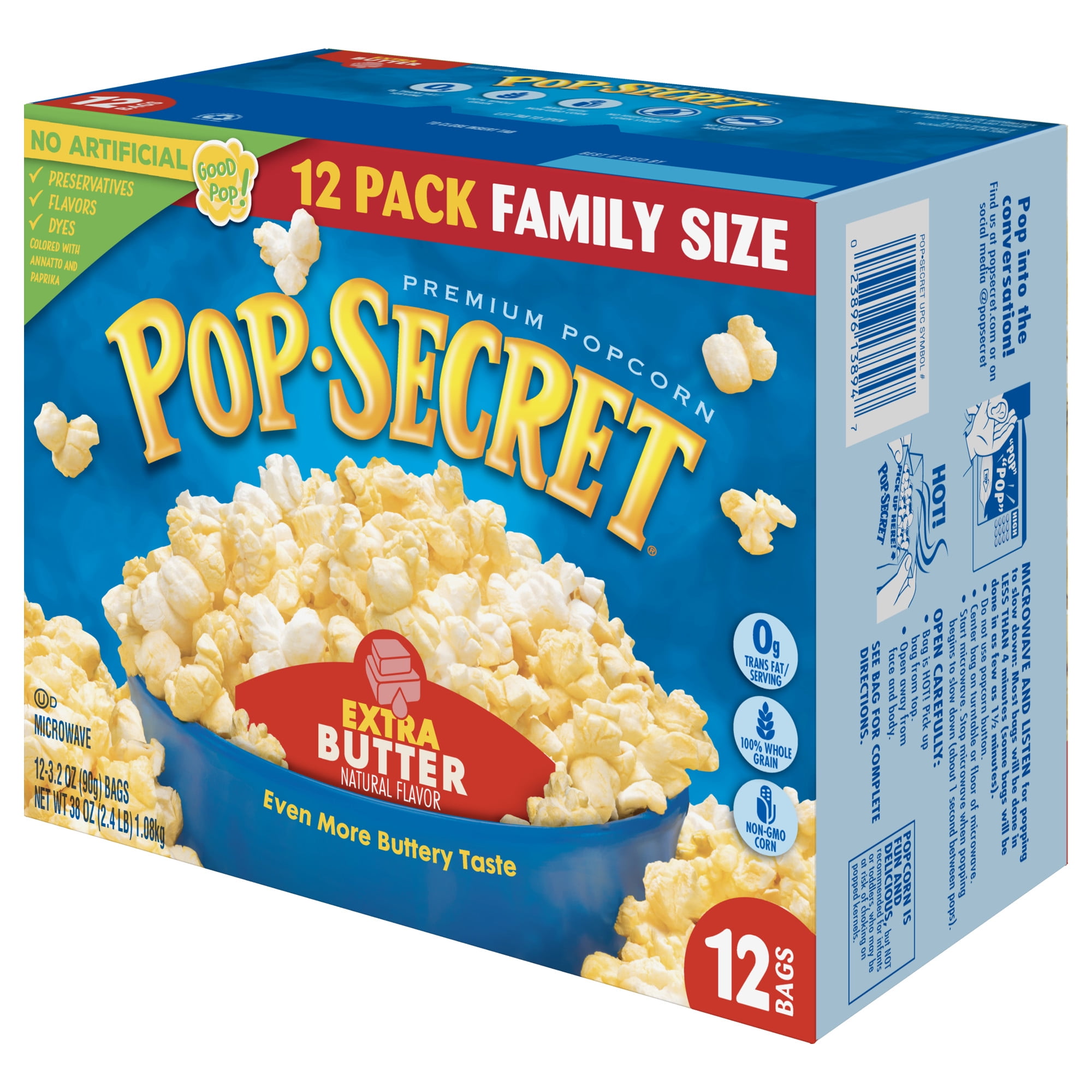 Pop Secret Microwave Popcorn Extra Butter 3 2 Oz 12 Ct