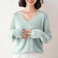 thumbnail image 2 of Ahuyic Womens Long Sleeved Blouse V-Neck Fall/Winter Warm Tops For Women, Womens Solid Color Knitwear Long Sleeved Blouses V-Neck Fashionable Casual,XL, 2 of 5