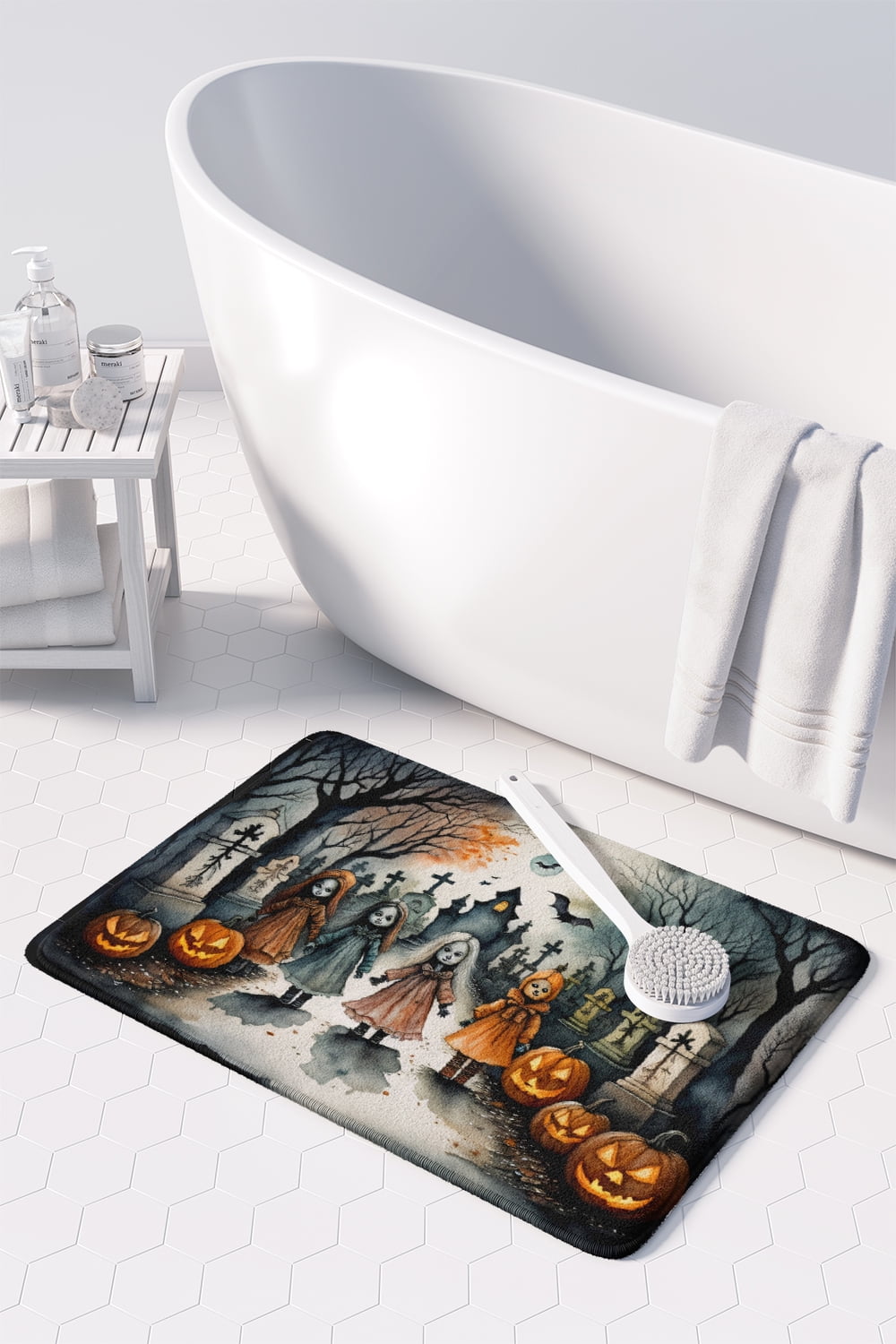 Carolines Treasures DAC2293RUG 19 x 27 in. Unisex Creepy Dolls Spooky Halloween Memory Foam Kitchen Mat