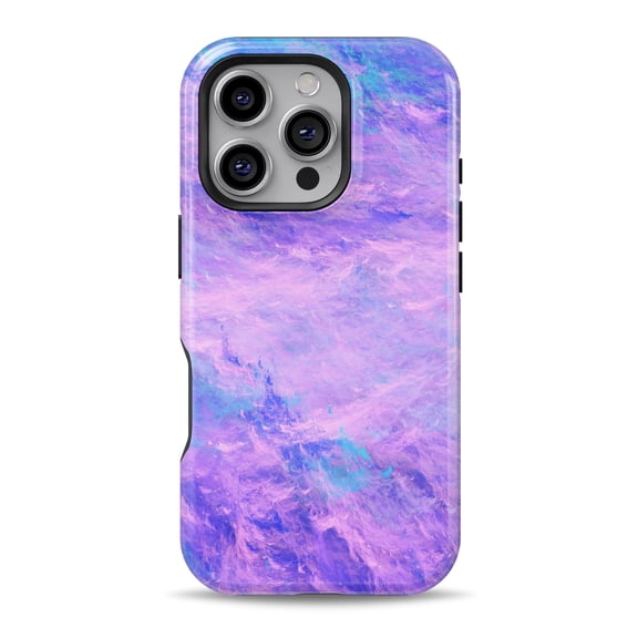 DesignSkinz Scratch-Resistant Hard Slim Case Compatible with iPhone 16 (Compatible with MagSafe) - Violet and Blue Abstract Clouds
