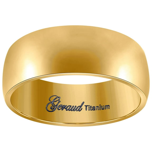 Titanium Yellow Tone Mens Domed Comfort-Fit Wedding Band 8mm Size 12 Wedding Band for Men