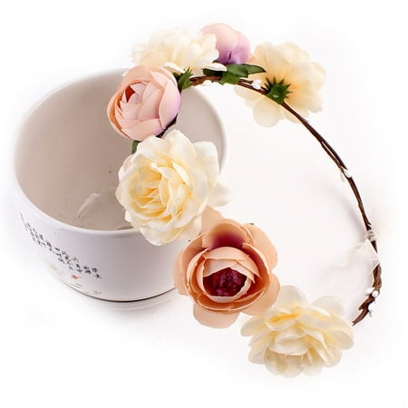 Floral Print Headband Ever Fairy Women Girl Flower Headband Wreath Crown Floral Wedding Garland Wedding Festivals Photo Photography Props ()
