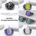 thumbnail image 3 of Henrietta Fire Opal Engagement Ring for Women Promise Ginger Lyne Collection, 3 of 7
