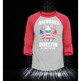 thumbnail image 2 of Shop4Ever Men's Fireworks Director 4th of July Raglan Baseball Shirt XX-Large Heather Grey/Red, 2 of 4
