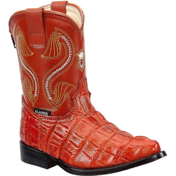 Kids Pointed Snip Toe Crocodile Print Boots