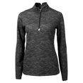 thumbnail image 2 of Women's Cutter & Buck Black Florida Marlins Cooperstown Collection Traverse Camo Print Stretch Quarter-Zip Top, 2 of 3