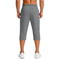 thumbnail image 3 of Tbopshirt Mens Capri Pants Solid Color Elastic Waist Drawstring Zippered Pocket Casual Sports Capris Pants,S-3XL, 3 of 6