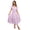 Pink Purple, variant on Women's Tied Back Tiered Short Sleeve Midi Dress with 65% Polyester and 35% Cotton for Everyday Wear Layered Silhouette