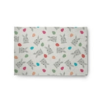 Simply Daisy 2' x 3' Whisper White Bunnies and Eggs Easter Chenille Rug