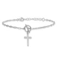 thumbnail image 3 of Sterling Silver Rhodium-plated Polished Cross Dangle Paperclip Link 6.5 Inch with 1 Inch Extension Bracelet, 3 of 5