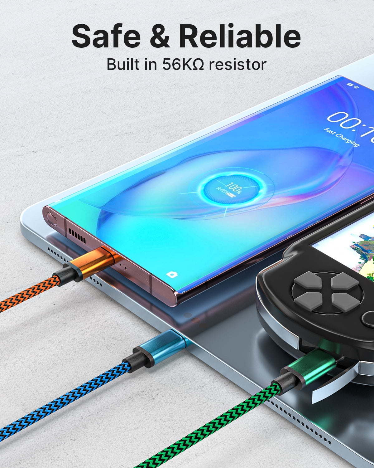 Aioneus USB C Cable 6FT 3A Fast Charging Cable, 3Pack Type C Charger Cord Braided for Samsung Galaxy S24 S23 S22 S21 S20