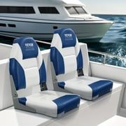 SKYSHALO Boat Seat High Back Folding Fishing Boat Seat Chair Sponge Padding 2-Pack