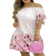 thumbnail image 1 of MesaSe Robe d'Été à Imprimé Floral pour Femmes, Robe Mini à Rayures à Épaules Dénudées, Robe Décontractée Ample avec Nœud, Mode Urbaine TTG, 1 of 3