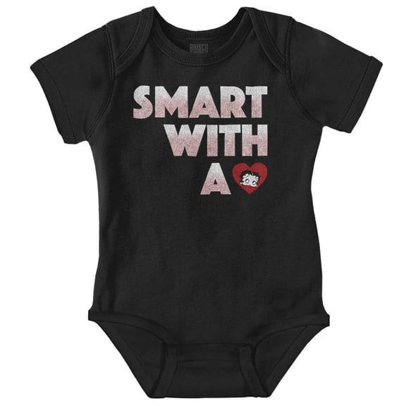 Betty Boop Cartoon Smart With A Heart Bodysuit Jumper Girls Infant Baby Brisco Brands NB