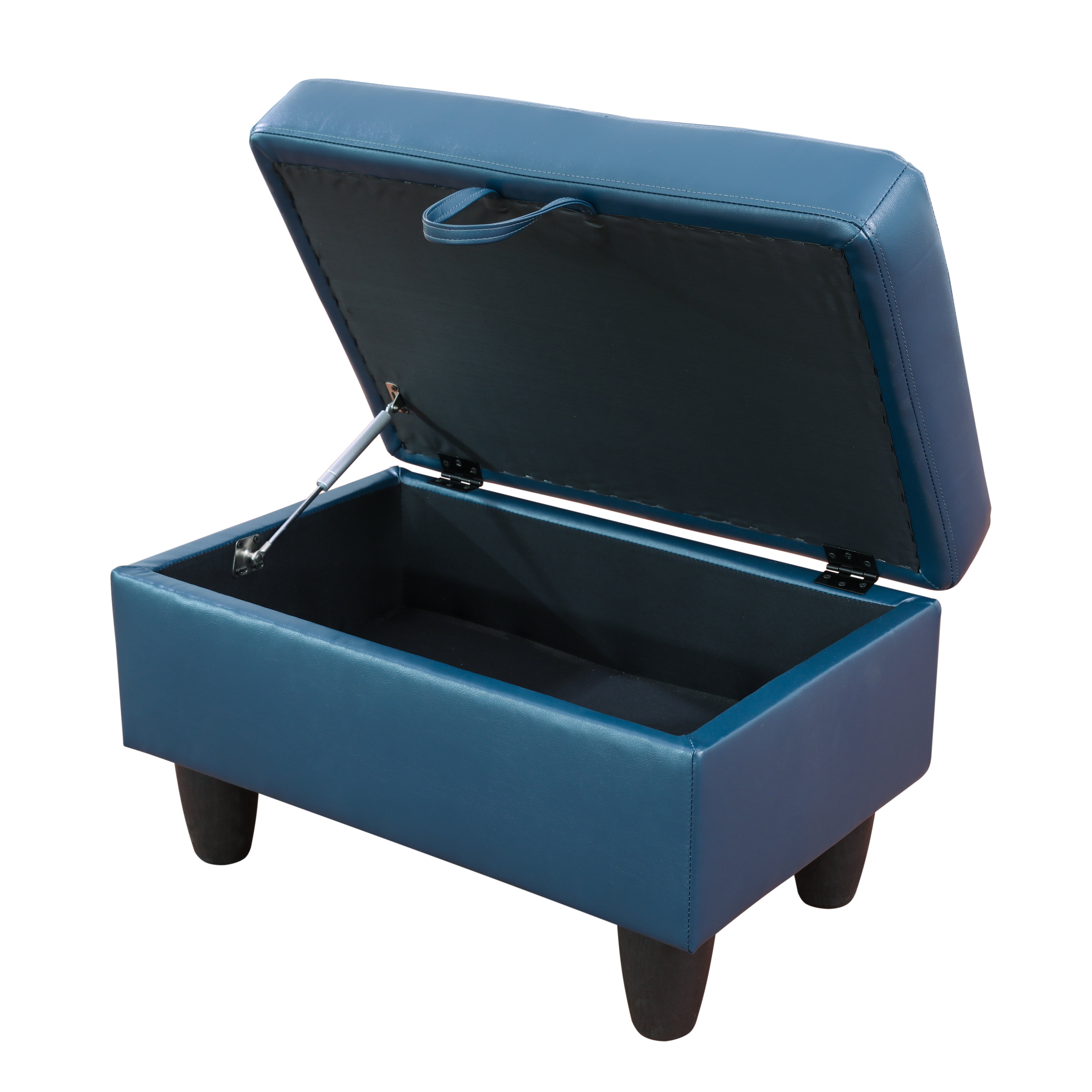 MAYEERTY Faux Leather Ottoman with Storage for Modular Sectional Sofa, Deep Blue