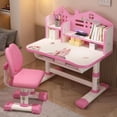 thumbnail image 2 of YNCE Kids Ergonomic Desk and Chair Set, Height Adjustable School Study Table with Bookshelf, Drawer and Spine Support Backrest, Kids Desk and Chair for Bedroom&Study Room, 2 of 9