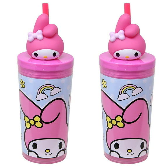 2 Piece My Melody 12oz Straw Tumbler with Molded Head Topper , girls