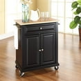 thumbnail image 2 of Pemberly Row 1-Drawer Traditional Wood Kitchen Cart in Black/Natural, 2 of 7