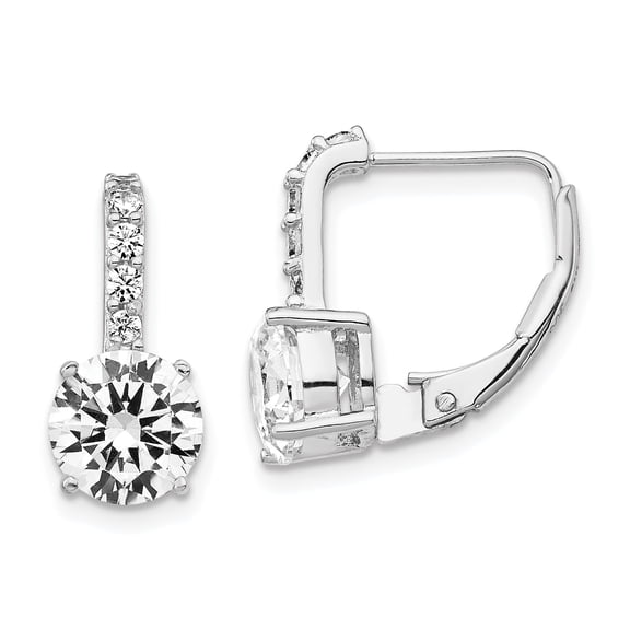 Sterling Silver Cubic Zirconia Leverback Stud Earrings
