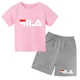 thumbnail image 3 of Camiseta de verano para niños y niñas, regalo de cumpleaños, de 3 a 13 años, camiseta y pantalones cortos, conjunto deportivo informal de moda con letras de marca, bonito diseño para niña, 3 of 5