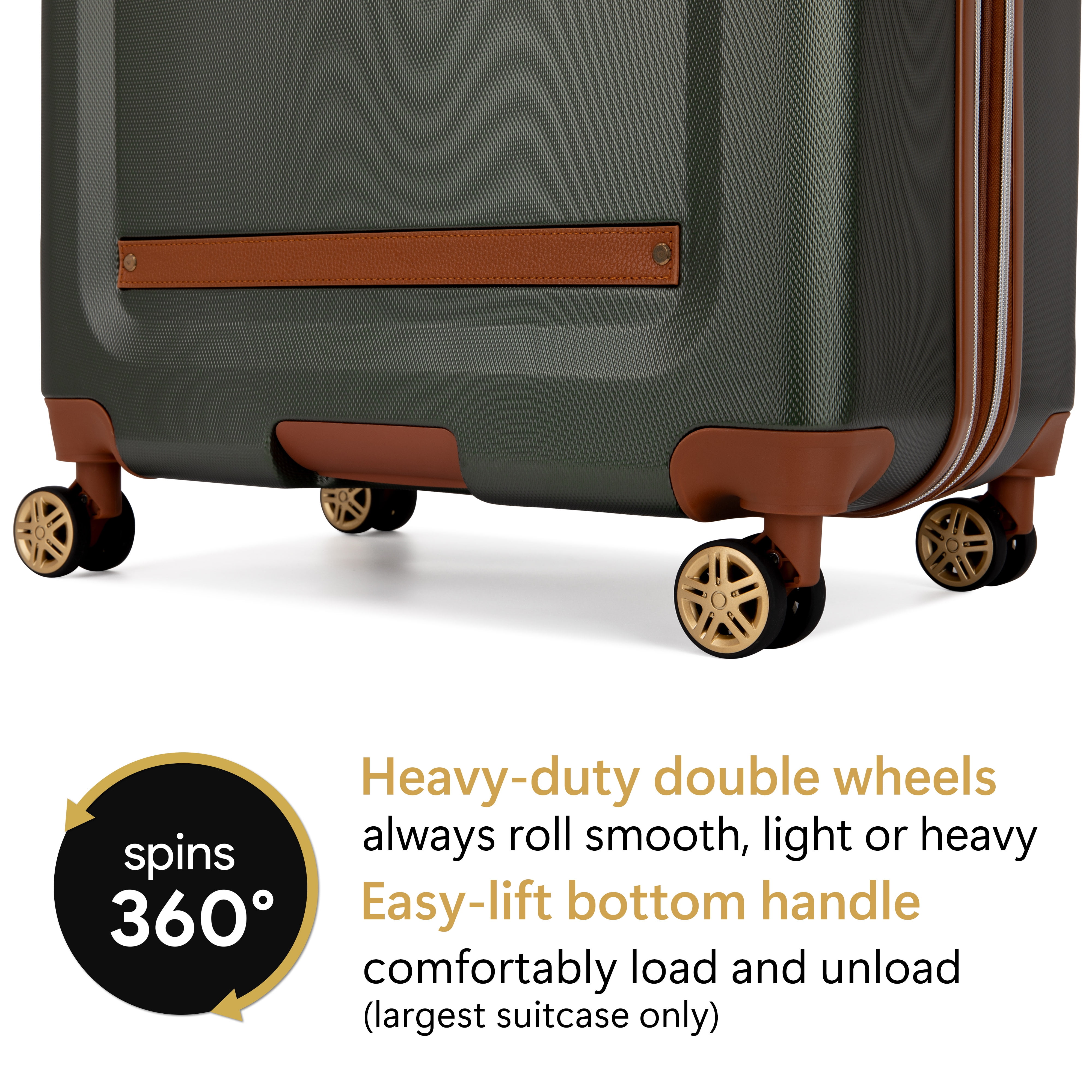ITALIA Vintage 3 Piece Expandable Retro Luggage Set (Olive Green)