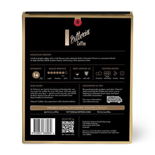 Vittoria Mountain Grown Aluminium Nespresso Compatible Capsules, 20 pods per pack, British Import (Pack of 3)