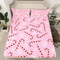 thumbnail image 2 of Homewish Christmas Candy Cane Twin Sheet Sets,Merry Xmas Twin Fitted Sheet,Xmas Sweet Dessert Flat Sheet For Girl Kids,Breathable Home Decor,3-Piece, 2 of 7