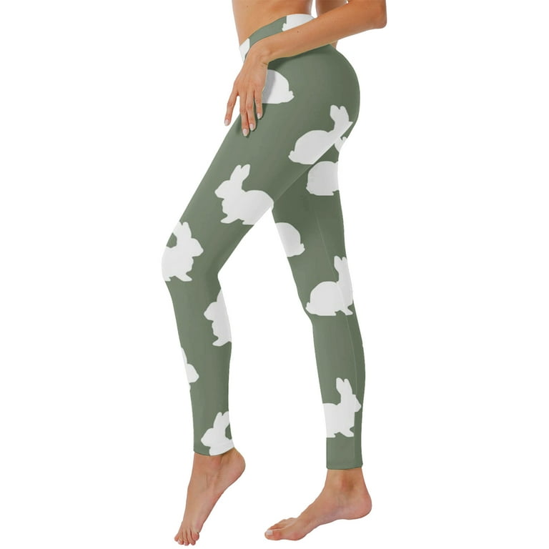 Ploknplq Easter Outfit for Women, Leggings for Women, Yoga Pants Women  Easter Leggings for Women Bunny Maxi Length Slim-Leg High Waist Skinny Fit  Activewear Army Green S 