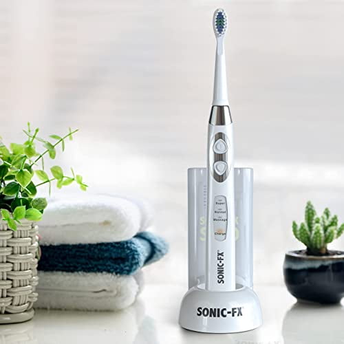 Sonic-FX Solo Electric Toothbrush w/ 2 Brush Heads + 1 Interdental, 3 Brush Modes, White