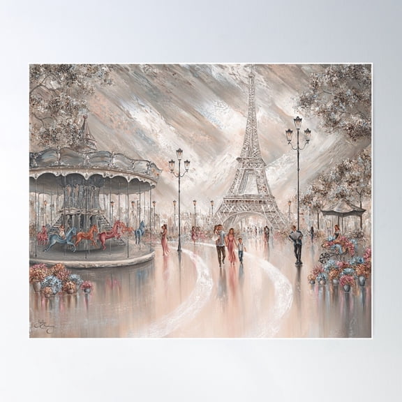 Joy, Paris Eiffel Tower Poster Wall Art, Modern Wall Decor For Living Room Bedroom, 8x12 UNFRAMED