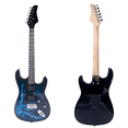 thumbnail image 3 of 6 String Electric Guitar in Lightning Pattern, Right Handed Electric Guitar w/ Power Cord/Strap/Bag/Plectrums, Great Gifts for Musical Lovers (Black & Dark Blue), 3 of 9