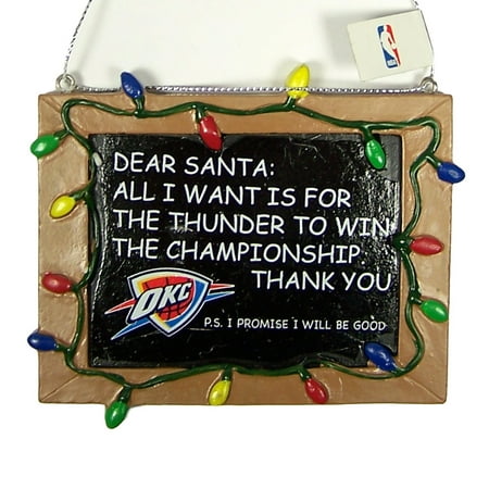Oklahoma City Thunder Official NBA 3 inch x 4 inch Chalkboard Sign Christmas Ornament by Forever Collectibles