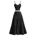 thumbnail image 3 of UDAUDU Two Piece Smocked Dress Set for Women Cami Top & Ruffle Hem Maxi Skirt Summer Set Black 2XL, 3 of 9