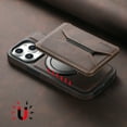 thumbnail image 6 of ELEHOLD for iPhone 15 Case, Magnetic Durable Leather Cover with Detachable Card Holder Flip Ring Kickstand Shockproof Protective Phone Case for iPhone 15,Brown, 6 of 9