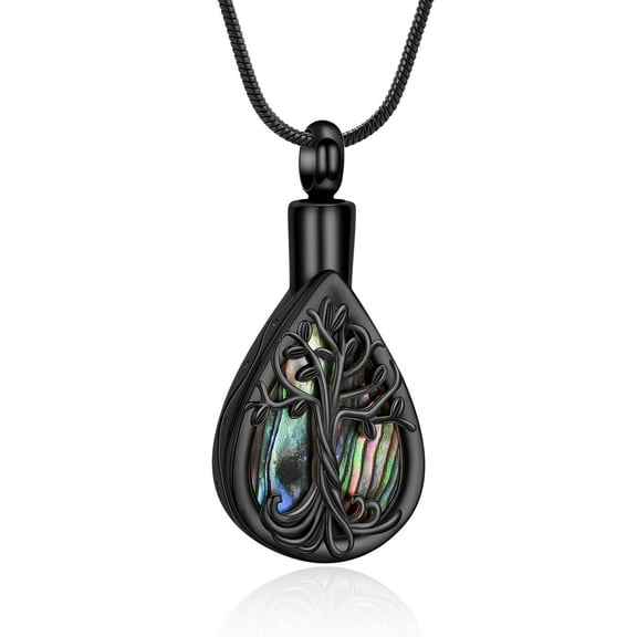 Water Droplets Urn Necklace for Ashes Tree of Life Cremation Jewelry Stainless Steel Ashes Pendant for Women Men Keepsake Memorial for Jewelry