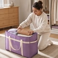 thumbnail image 5 of Large Capacity Quilt Storage Bag Waterproof Dustproof, Heavy Duty Moving Packing Organizer for Comforters Blankets, Reinforced Handles Durable Fabric, Home Relocation Essential, 5 of 5