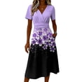 thumbnail image 4 of Midi Dresses for Women Short Sleeve Wrap V-Neck High Waist Sundress A-Line Beach Vacation Dresses 2026, 4 of 5