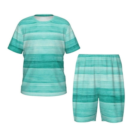 Luyuia Teal Turquoise Print Girls  2-Piece Tie-Dye Pajama Set  Cute Summer Loungewear with Shirt and Tank Shorts Nightwear-4X-Large