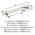 thumbnail image 3 of Amerock Franklin 6-5/16 inch Center-to-Center Satin Nickel Cabinet Pull, 10 Pack, 3 of 4