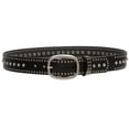 thumbnail image 3 of Ladies Oval Buckle Metal Circle Studded Leather Belt, 3 of 5