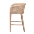 thumbnail image 3 of bali & pari Papua Antique White Washed Rattan and Mahogany Wood Counter Stool, 3 of 10