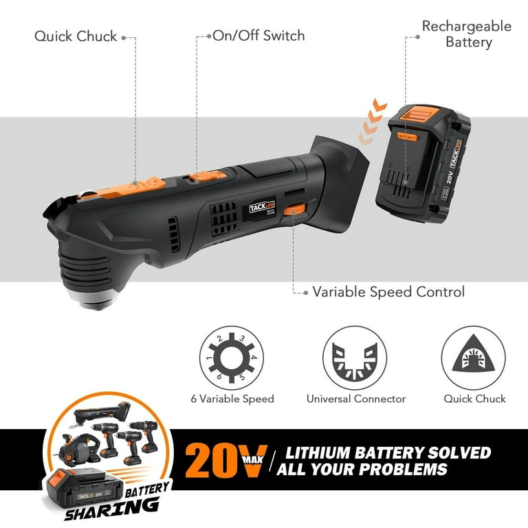 TACKLIFE Oscillating Tool 20V Cordless Multifunctional Tool with Lithium Ion Battery Walmart