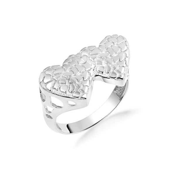 .925 ,Sterling Silver Double Heart Nugget Ring, Size 7
