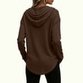 thumbnail image 6 of Nugftut Womens Hoodies Solid Color Waffle Knit Long Sleeve Sweatshirts V-Neck Hoodies with Drawstring Lightweight Casual Tops, 6 of 6