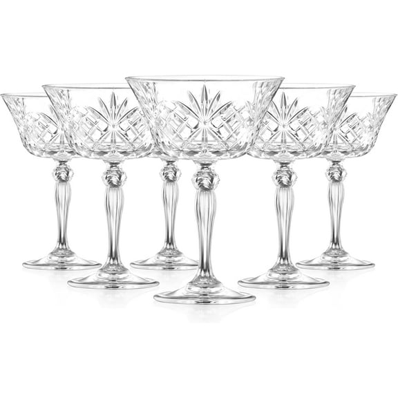 Barski Champagne Coupe Glasses - Cocktail Stemmed Glass - Set of 6 - for Wine or Desserts - 8 Oz. - European Glassware