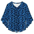 thumbnail image 4 of Blue Aesthetic Leopard Print Women's V-Neck Blouse With 3/4 Ruffled Bell Sleeves Casual Top Ladies Blouses, 4 of 7